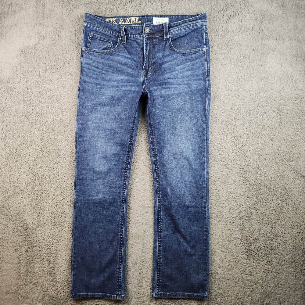 Y2K TK Axel Slim Boot Jeans Men 36x34 Blue Mid Rise Stretch Denim Cowboy Western